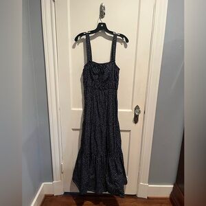 J. Crew navy and white polka dot maxi dress